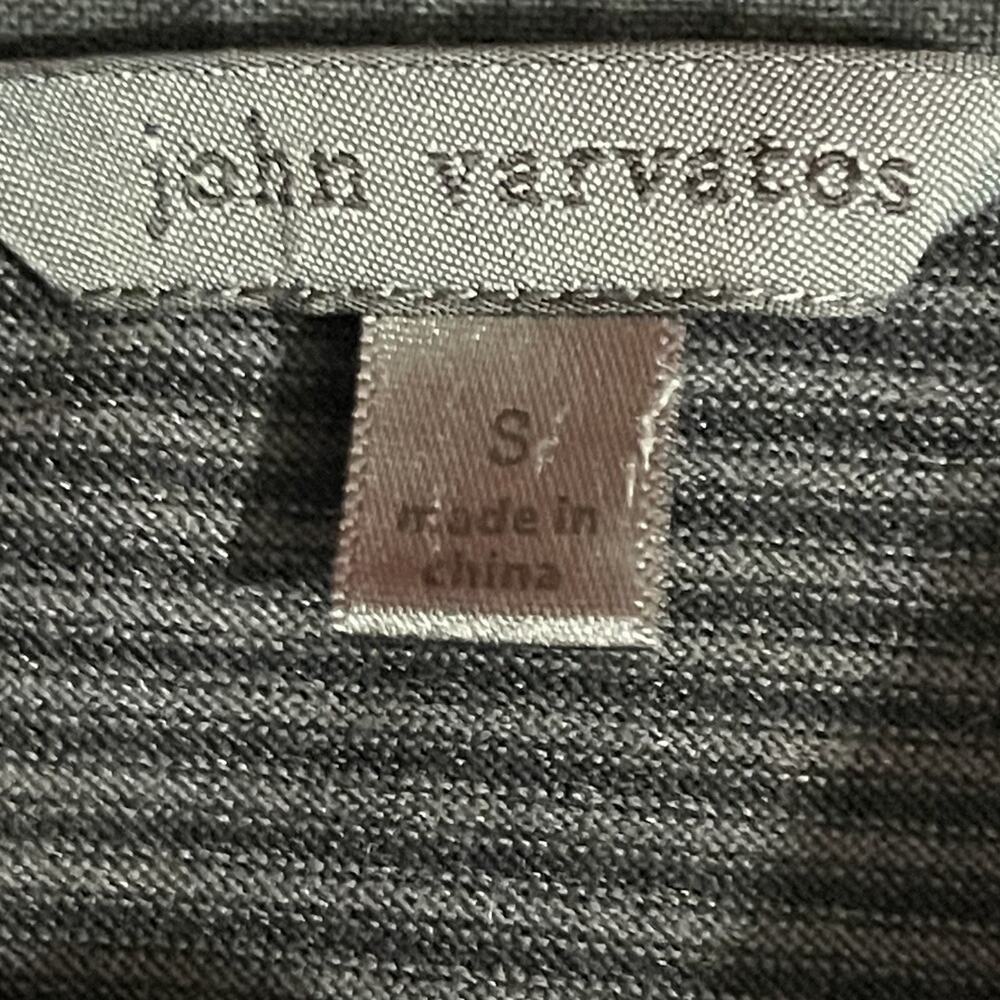 John Varvatos Collection Hampton Polo Mens S Striped Black & Gray Silk Cotton - Picture 2 of 11